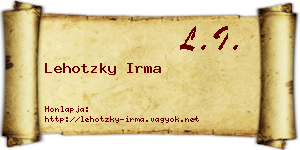 Lehotzky Irma névjegykártya